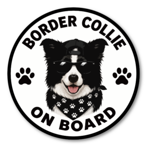 DOG ON BOARD ステッカー 犬が乗っています 犬種別 おしゃれ かわいい 車用ステッカー 防水・耐候 丸型 120mm Border Collie