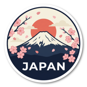 富士山 ステッカー 日本 和柄 四季 10cm 防水 シール JAPAN 和風 モチーフ スーツケース ノートPC 車 カスタムステッカー 100mm Spring Sakura