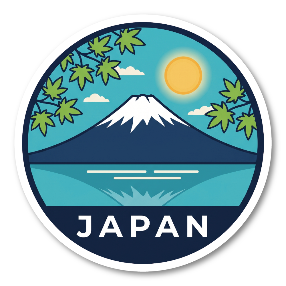 富士山 ステッカー 日本 和柄 四季 10cm 防水 シール JAPAN 和風 モチーフ スーツケース ノートPC 車 カスタムステッカー 100mm Summer Maple