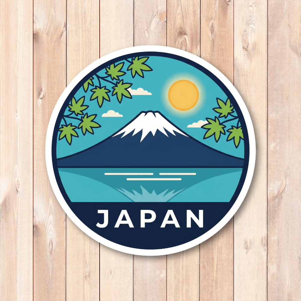 富士山 ステッカー 日本 和柄 四季 10cm 防水 シール JAPAN 和風 モチーフ スーツケース ノートPC 車 カスタムステッカー 100mm Summer Maple - 画像 (2)