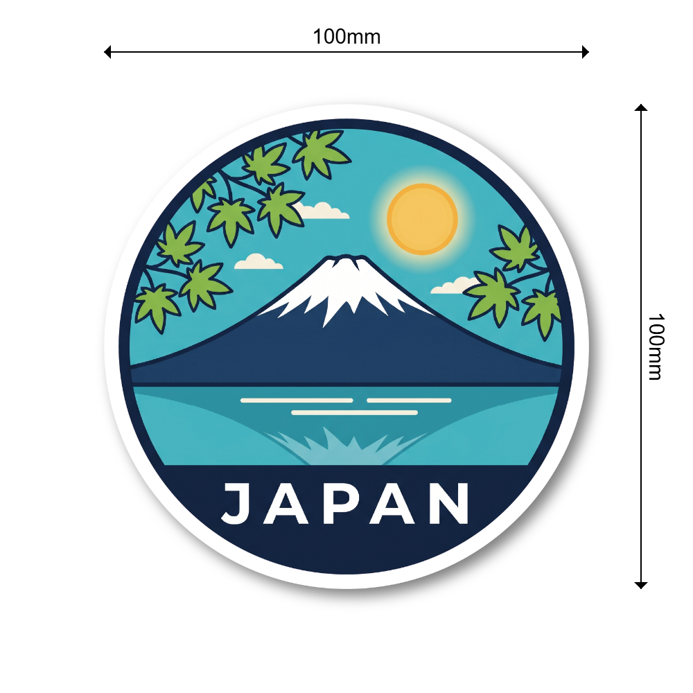 富士山 ステッカー 日本 和柄 四季 10cm 防水 シール JAPAN 和風 モチーフ スーツケース ノートPC 車 カスタムステッカー 100mm Summer Maple - 画像 (3)