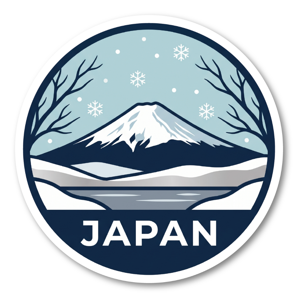 富士山 ステッカー 日本 和柄 四季 10cm 防水 シール JAPAN 和風 モチーフ スーツケース ノートPC 車 カスタムステッカー 100mm Winter Snow