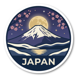 富士山 ステッカー 日本 和柄 四季 10cm 防水 シール JAPAN 和風 モチーフ スーツケース ノートPC 車 カスタムステッカー 100mm Night Moon