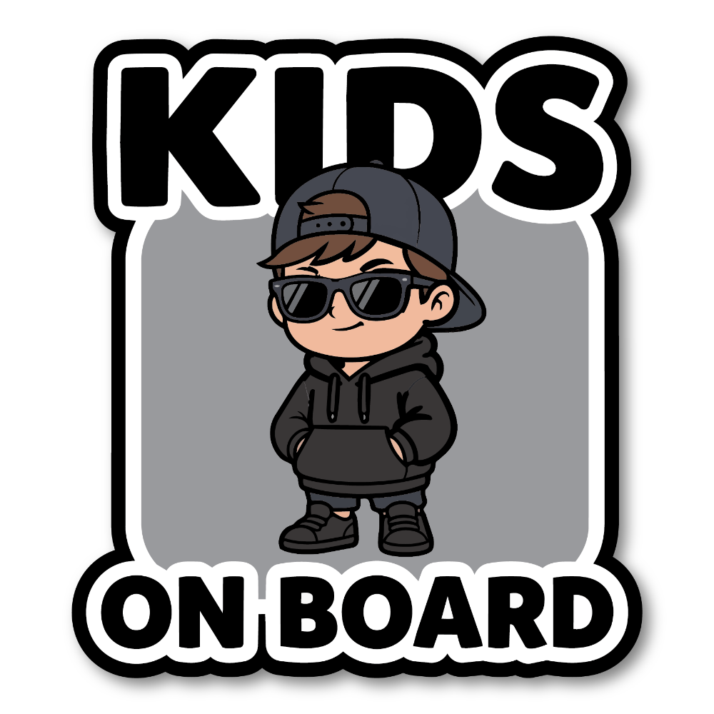 KIDS ON BOARD ステッカー おしゃれ クールキッズデザイン 車用 カーステッカー 防水・耐候 ダイカット風 サングラス キッズサイン Urban Black