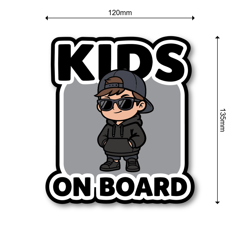 KIDS ON BOARD ステッカー おしゃれ クールキッズデザイン 車用 カーステッカー 防水・耐候 ダイカット風 サングラス キッズサイン Urban Black - 画像 (3)