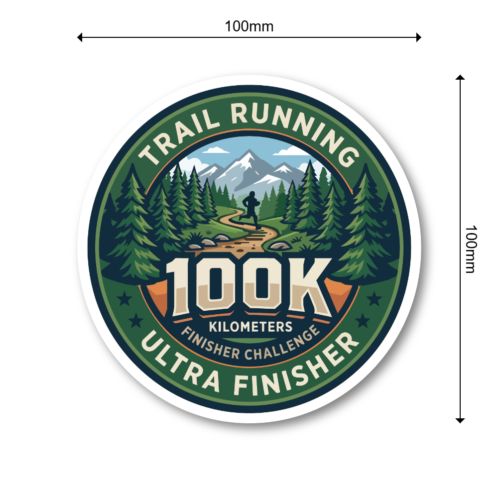 ランニング 完走記念 ステッカー マラソン・トレイルラン・ウルトラマラソン 26.2・50K・100K 防水・耐候 屋外対応 Trail 100K - 画像 (3)