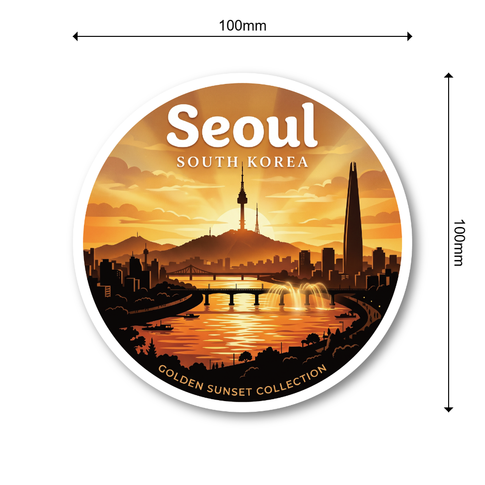 世界の美しい夕景 都市風景ステッカー 防水・耐候 UVラミネート仕様 スーツケース・ノートPC・車・キャリーケースに Seoul - 画像 (3)