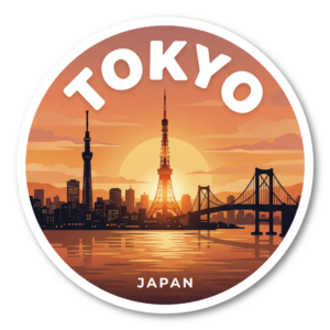 世界の美しい夕景 都市風景ステッカー 防水・耐候 UVラミネート仕様 スーツケース・ノートPC・車・キャリーケースに Tokyo