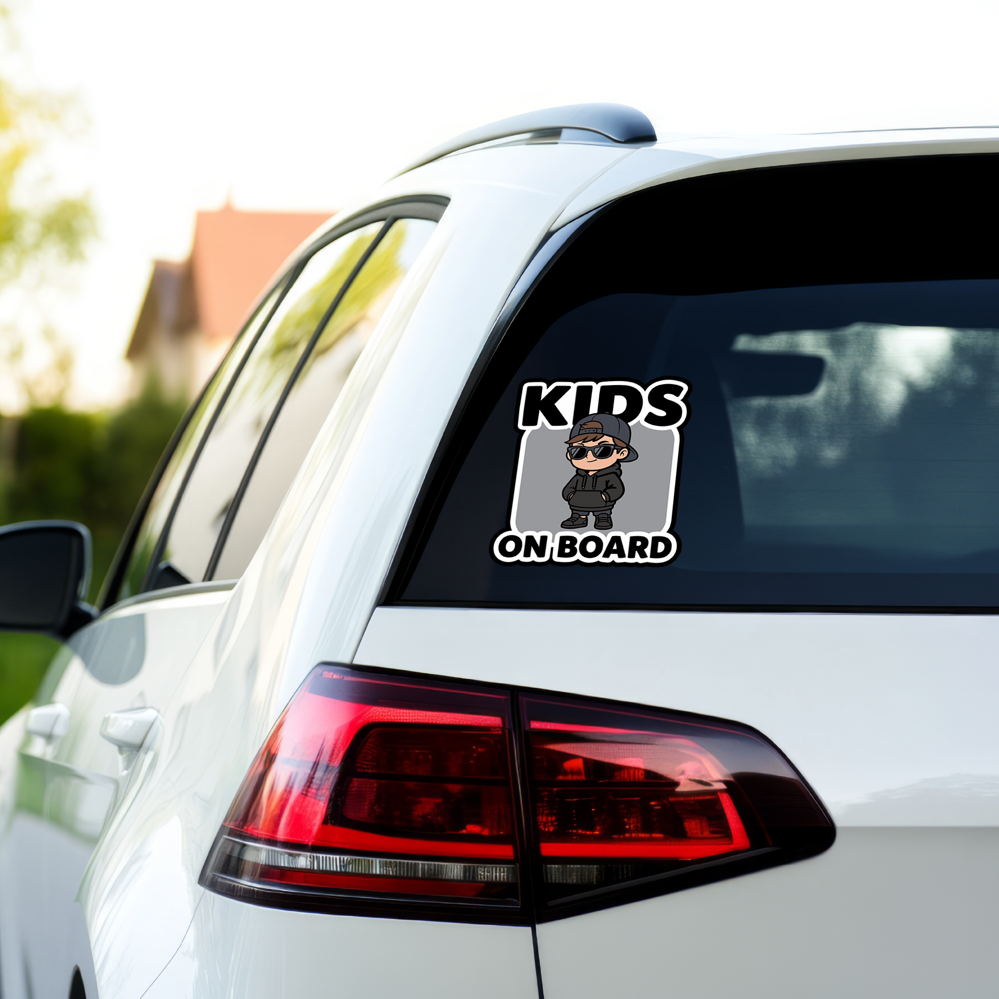 KIDS ON BOARD ステッカー おしゃれ クールキッズデザイン 車用 カーステッカー 防水・耐候 ダイカット風 サングラス キッズサイン Urban Black - 画像 (4)