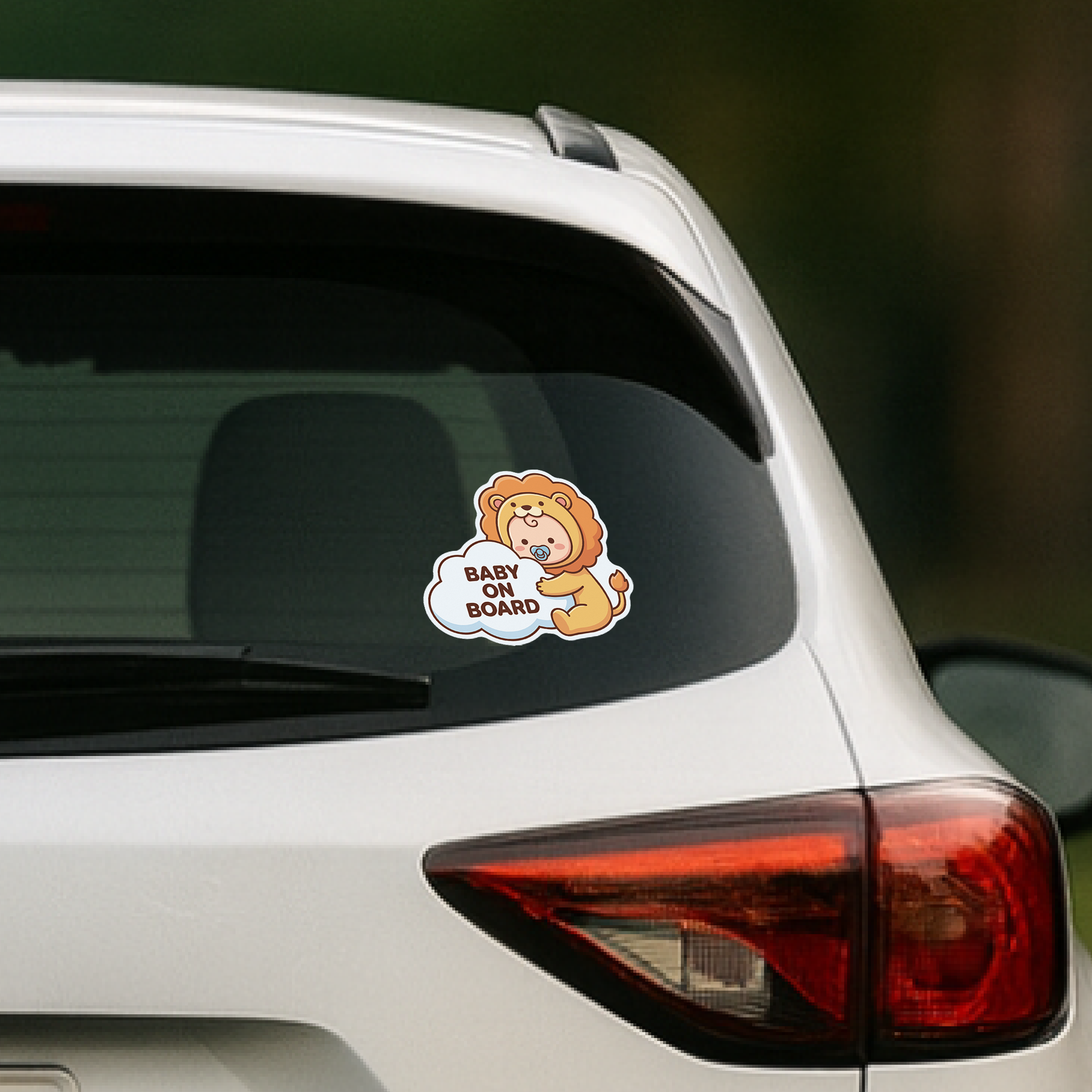 BABY ON BOARD ステッカー 赤ちゃん 動物コスチューム ベビーサイン 車用 カーサイン 防水 耐候 かわいい ベビーインカー ライオン - 画像 (4)