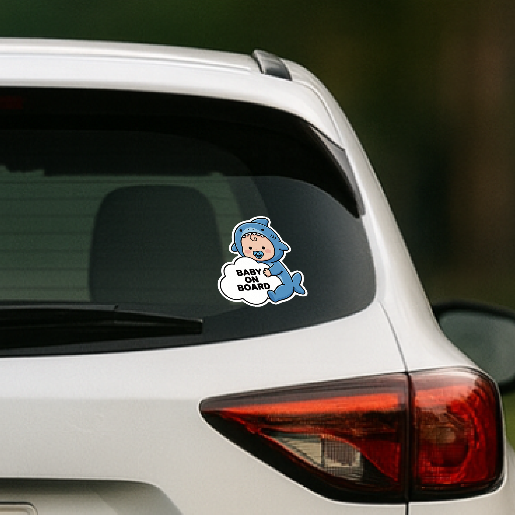 BABY ON BOARD ステッカー 赤ちゃん 動物コスチューム ベビーサイン 車用 カーサイン 防水 耐候 かわいい ベビーインカー サメ - 画像 (4)
