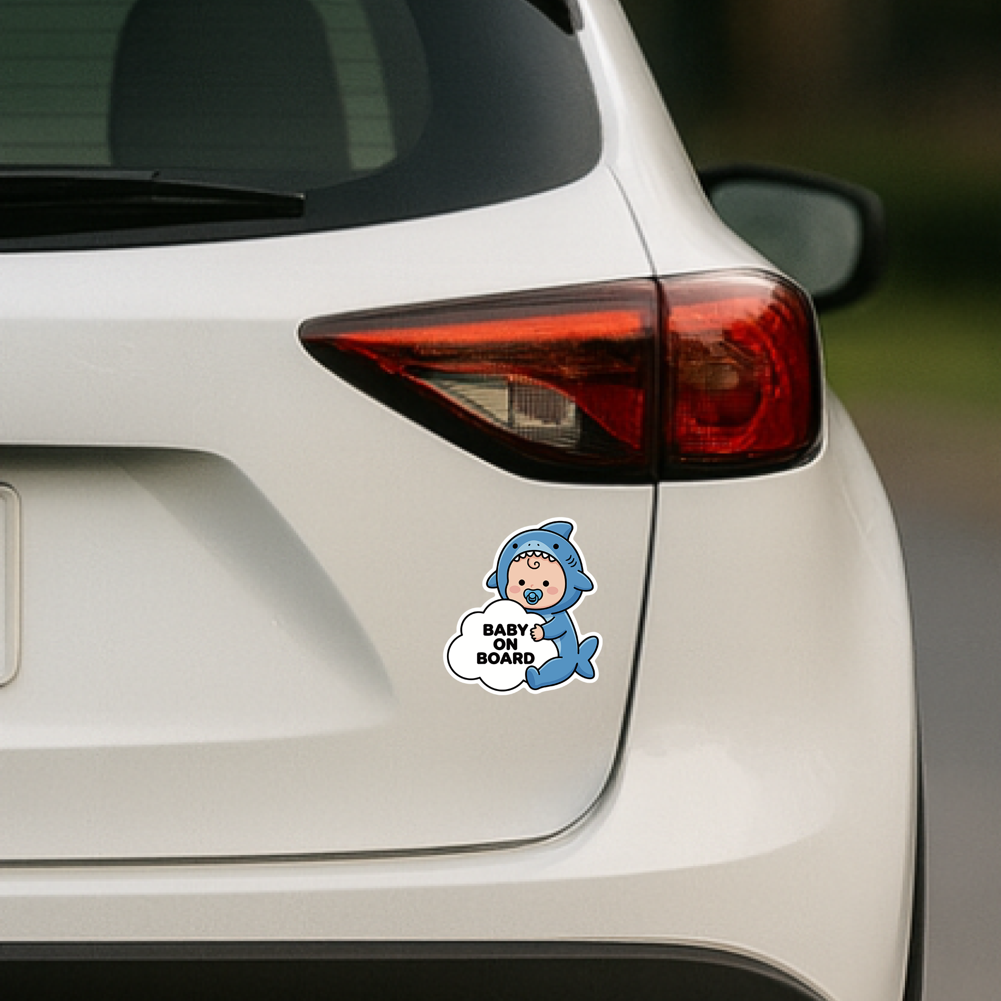 BABY ON BOARD ステッカー 赤ちゃん 動物コスチューム ベビーサイン 車用 カーサイン 防水 耐候 かわいい ベビーインカー サメ - 画像 (5)