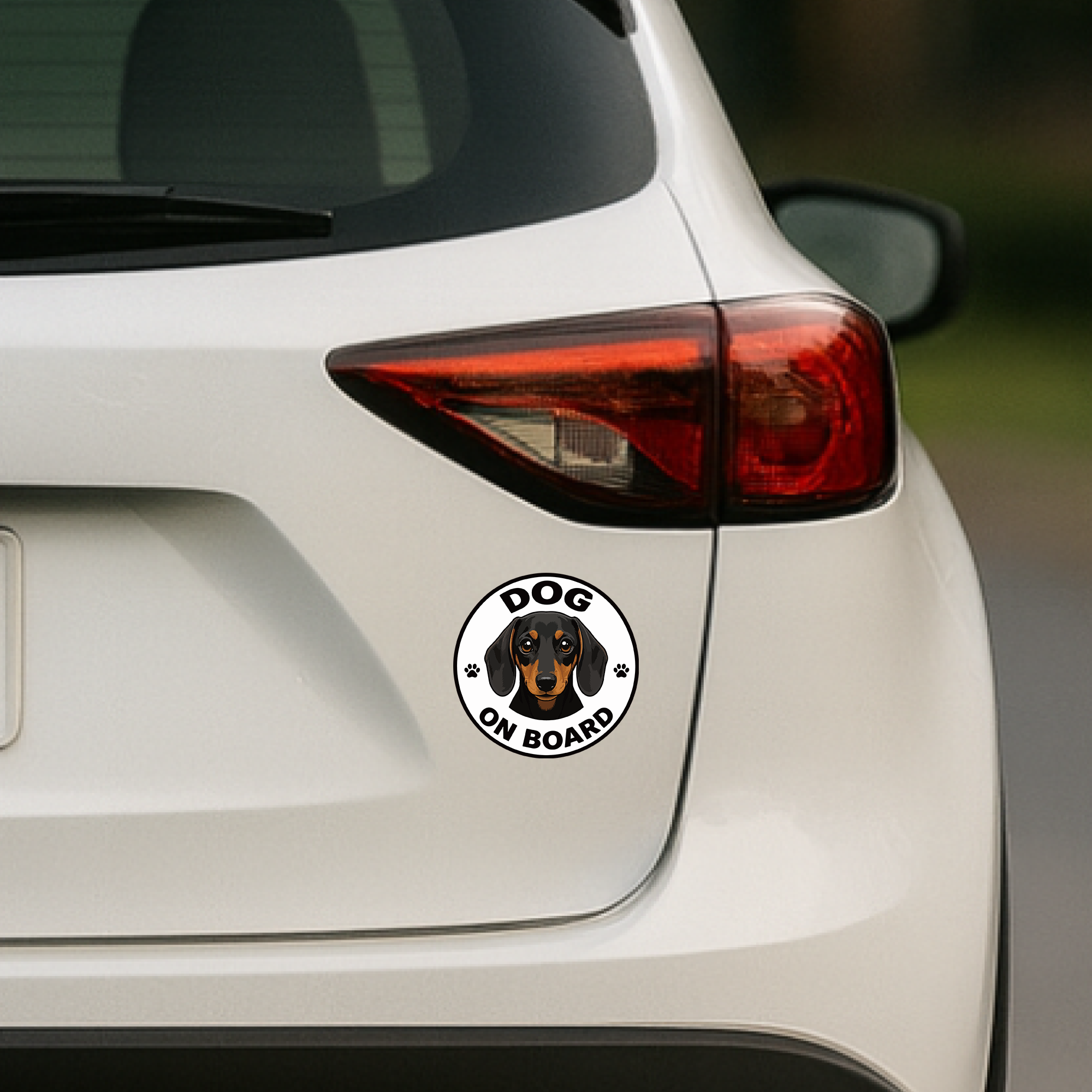 DOG ON BOARD ステッカー 犬が乗っています 車用 かわいい犬種デザイン 防水 UVラミネート 丸型 120mm ミニチュア・ダックスフンド - 画像 (4)