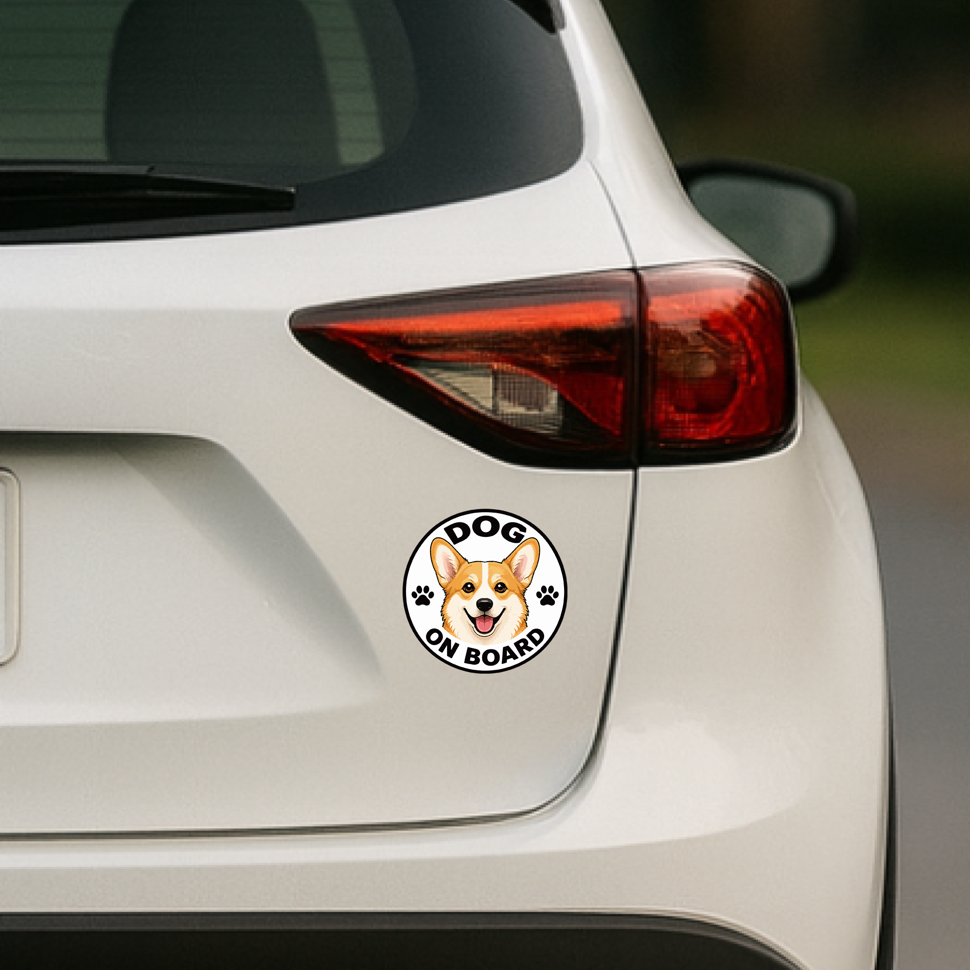 DOG ON BOARD ステッカー 犬が乗っています 車用 かわいい犬種デザイン 防水 UVラミネート 丸型 120mm ウェルシュ・コーギー - 画像 (4)