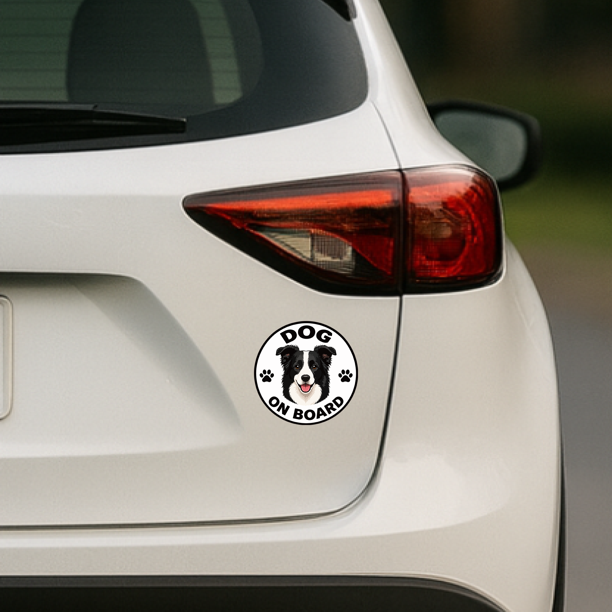 DOG ON BOARD ステッカー 犬が乗っています 車用 かわいい犬種デザイン 防水 UVラミネート 丸型 120mm ボーダー・コリー - 画像 (4)