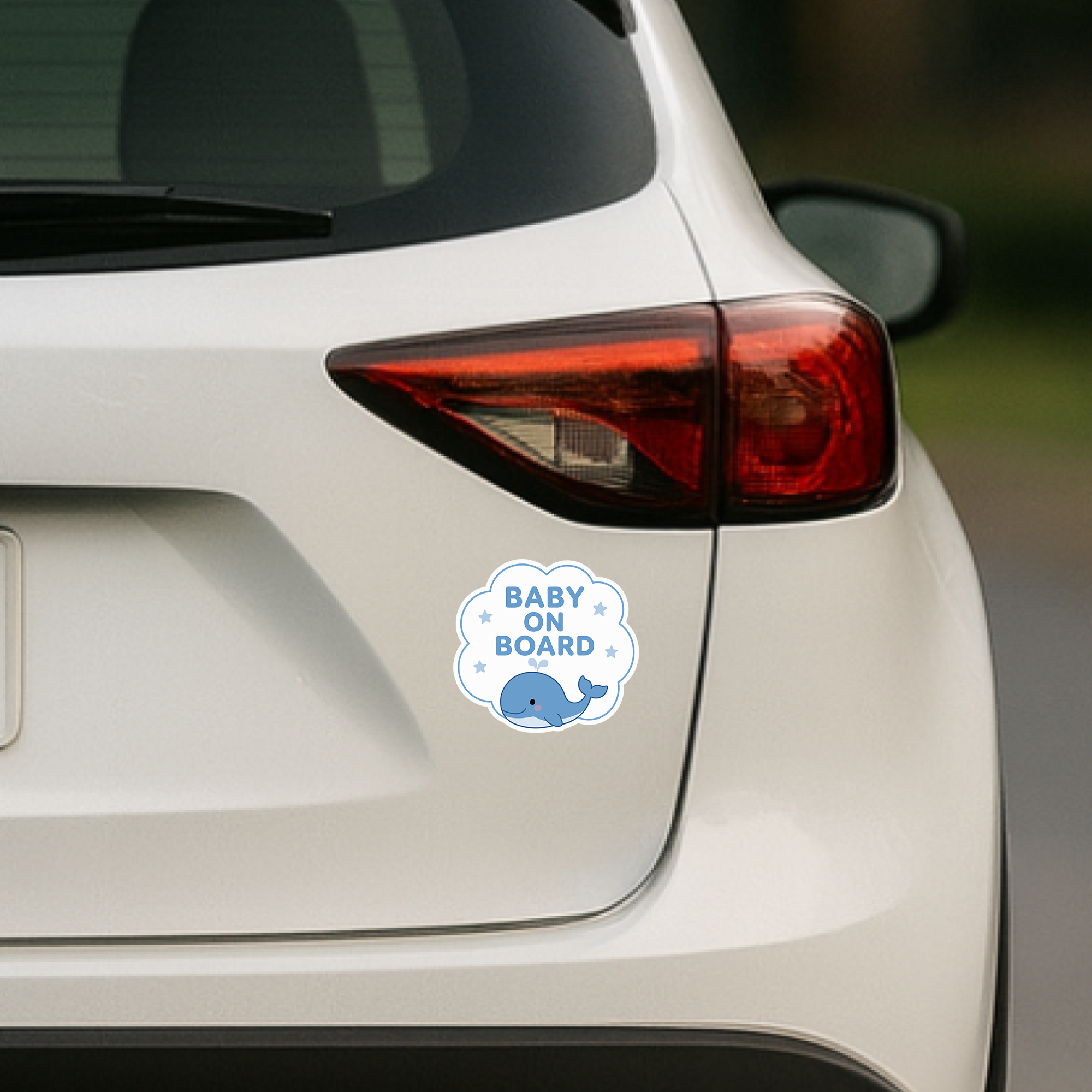 BABY ON BOARD ステッカー 120mm 赤ちゃん乗車中 車用 カーステッカー 防水・耐候 UVラミネート加工 かわいい ベビーインカー クジラ - 画像 (4)