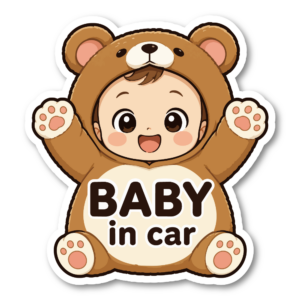 BABY ON BOARD 赤ちゃんが乗っています 車用ステッカー かわいい赤ちゃん アニマルデザイン ベビーオンボード カーサイン ウサギ