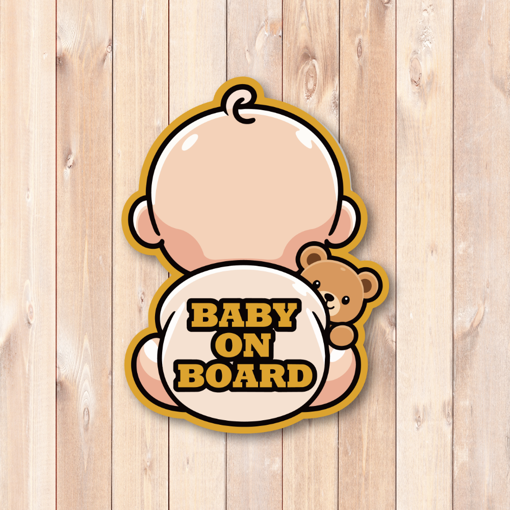 BABY ON BOARD 赤ちゃんが乗っています 車用ステッカー かわいい赤ちゃん アニマルデザイン ベビーオンボード カーサイン クマ - 画像 (2)