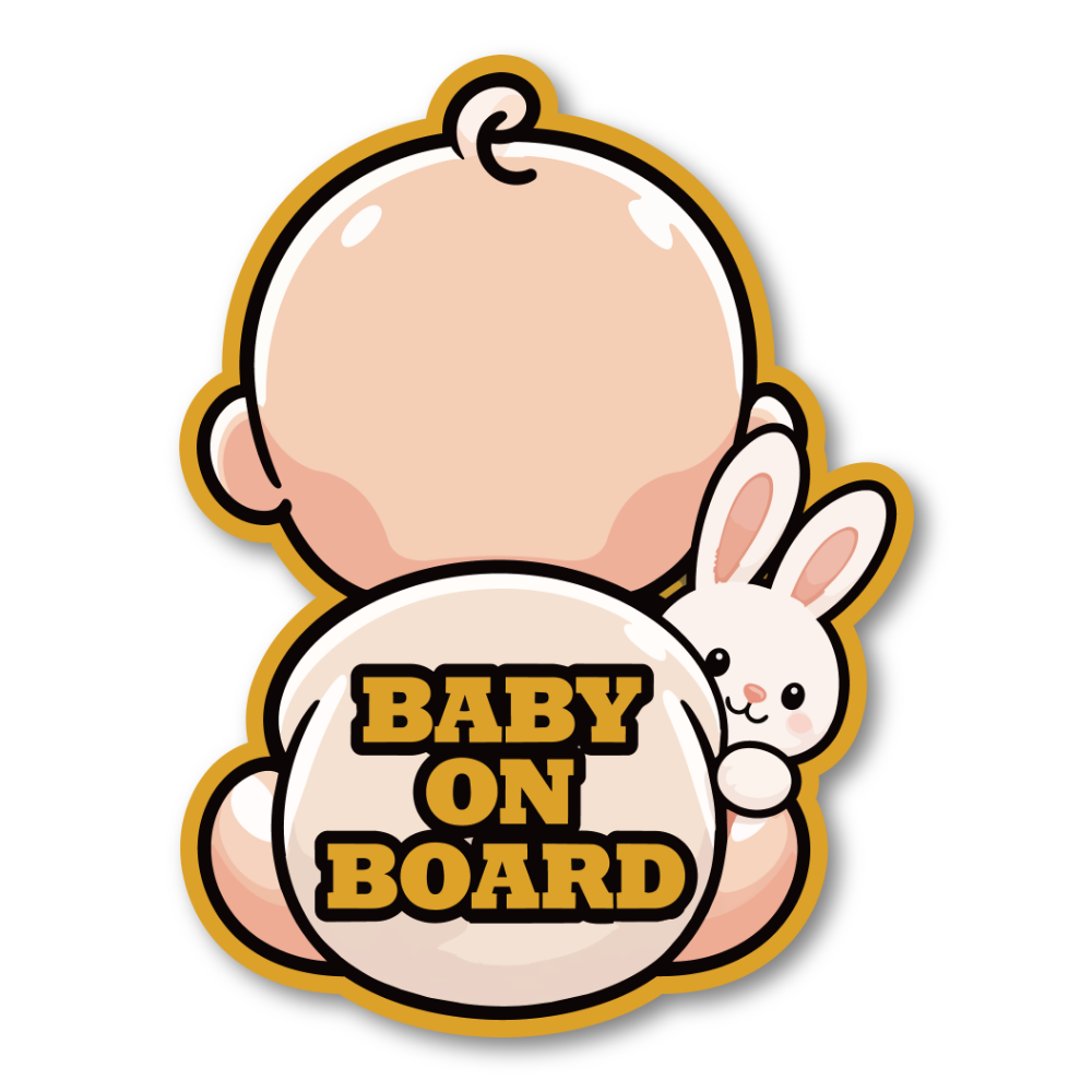BABY ON BOARD 赤ちゃんが乗っています 車用ステッカー かわいい赤ちゃん アニマルデザイン ベビーオンボード カーサイン ウサギ