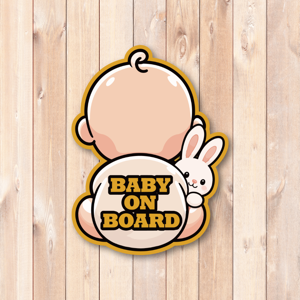 BABY ON BOARD 赤ちゃんが乗っています 車用ステッカー かわいい赤ちゃん アニマルデザイン ベビーオンボード カーサイン ウサギ - 画像 (2)