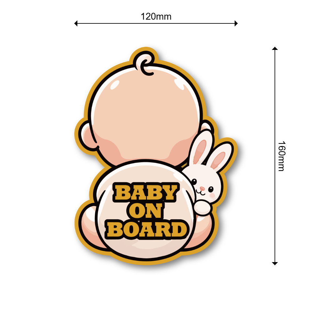 BABY ON BOARD 赤ちゃんが乗っています 車用ステッカー かわいい赤ちゃん アニマルデザイン ベビーオンボード カーサイン ウサギ - 画像 (3)