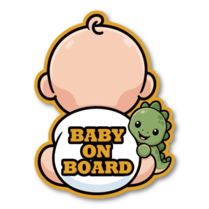 BABY ON BOARD 赤ちゃんが乗っています 車用ステッカー かわいい赤ちゃん アニマルデザイン ベビーオンボード カーサイン 恐竜
