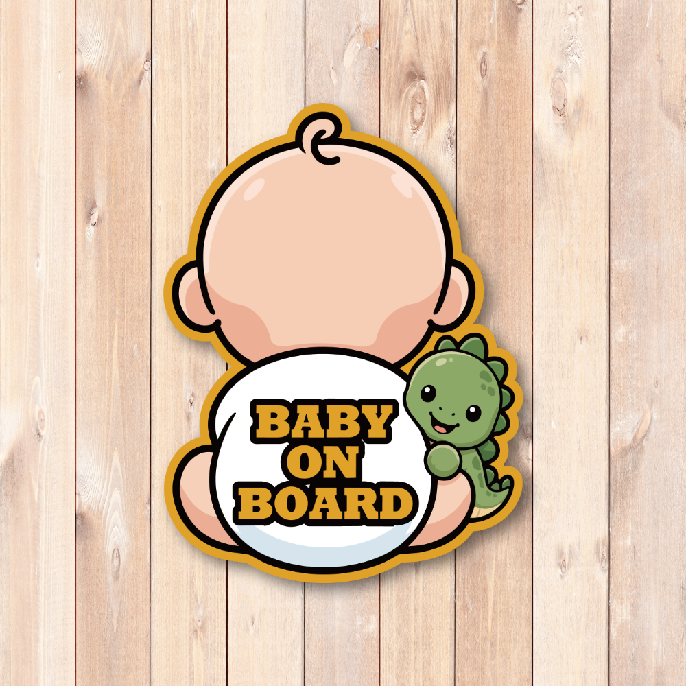 BABY ON BOARD 赤ちゃんが乗っています 車用ステッカー かわいい赤ちゃん アニマルデザイン ベビーオンボード カーサイン 恐竜 - 画像 (2)