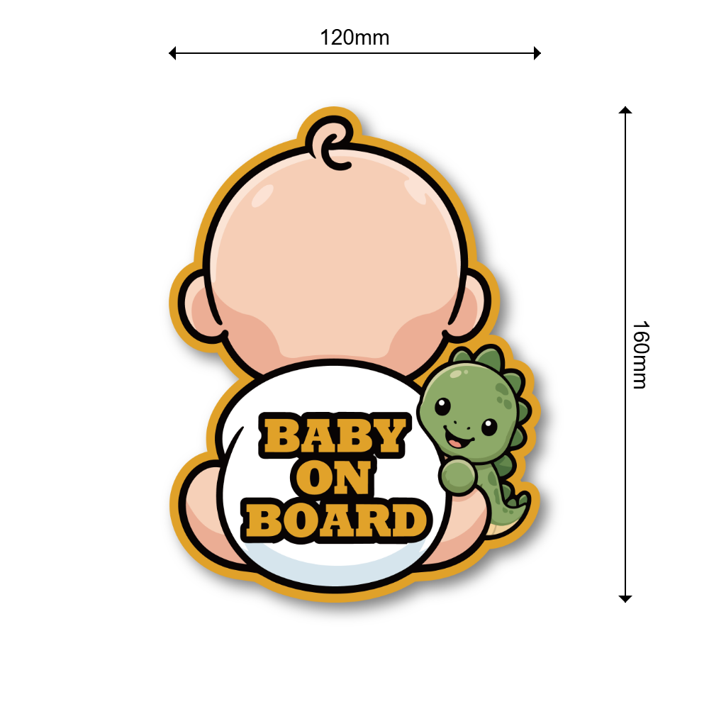 BABY ON BOARD 赤ちゃんが乗っています 車用ステッカー かわいい赤ちゃん アニマルデザイン ベビーオンボード カーサイン 恐竜 - 画像 (3)