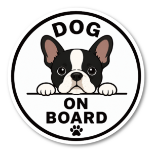 DOG ON BOARD ステッカー 120mm 犬が乗っています 車用 カーステッカー 耐水・耐候 UVラミネート加工 犬種バリエーション フレンチブルドッグ