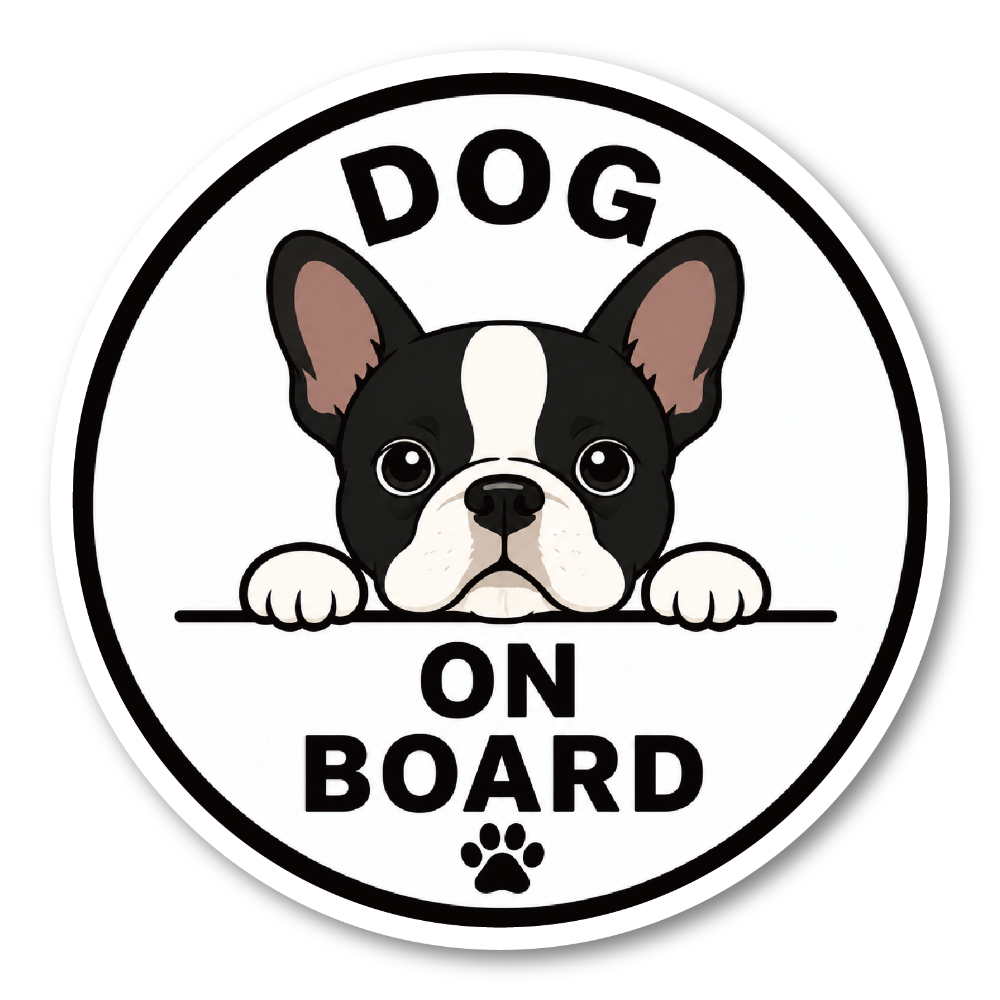 DOG ON BOARD ステッカー 120mm 犬が乗っています 車用 カーステッカー 耐水・耐候 UVラミネート加工 犬種バリエーション フレンチブルドッグ