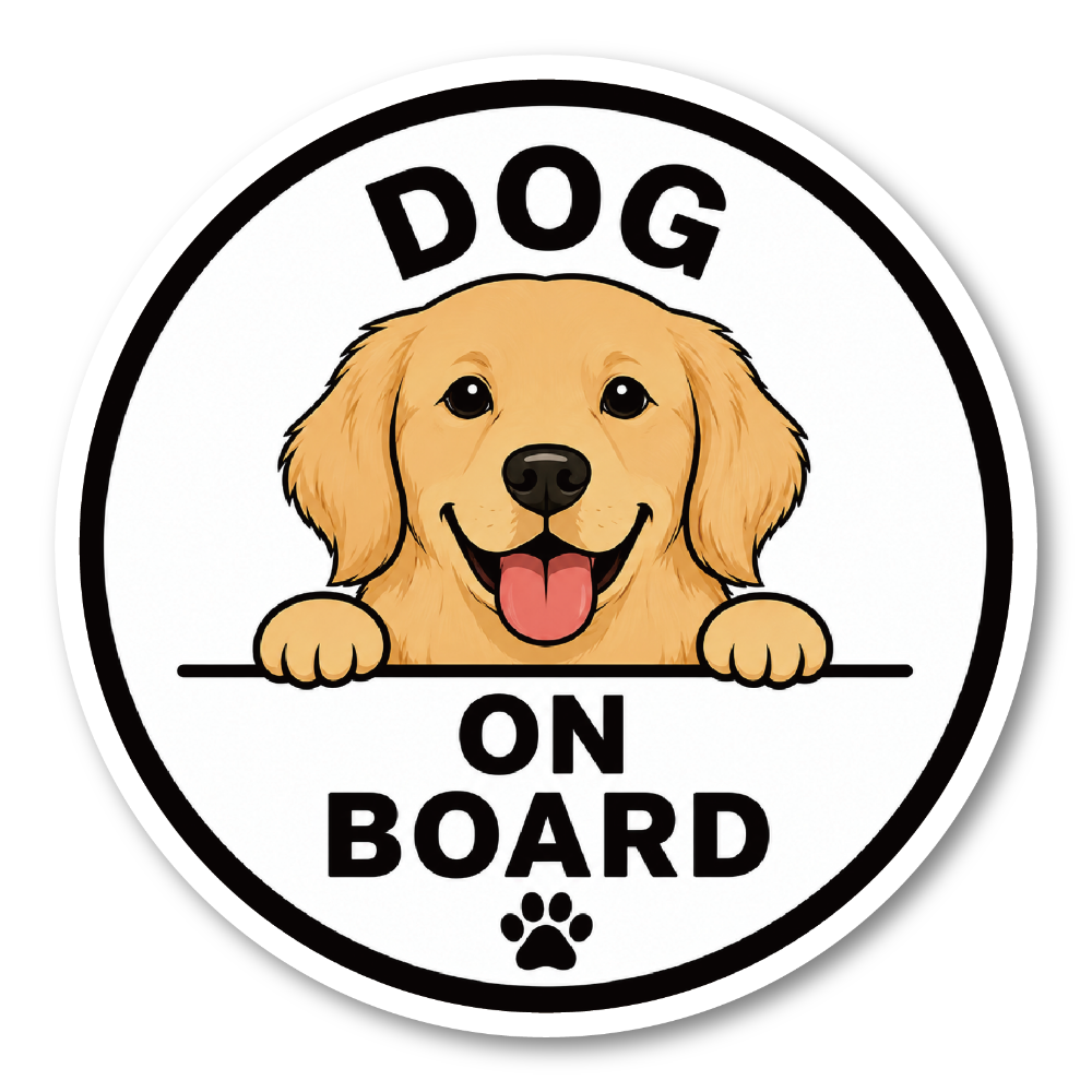 DOG ON BOARD ステッカー 120mm 犬が乗っています 車用 カーステッカー 耐水・耐候 UVラミネート加工 犬種バリエーション ゴールデン・レトリバー