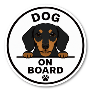 DOG ON BOARD ステッカー 120mm 犬が乗っています 車用 カーステッカー 耐水・耐候 UVラミネート加工 犬種バリエーション ミニチュア・ダックスフンド