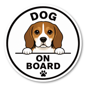 DOG ON BOARD ステッカー 120mm 犬が乗っています 車用 カーステッカー 耐水・耐候 UVラミネート加工 犬種バリエーション ビーグル