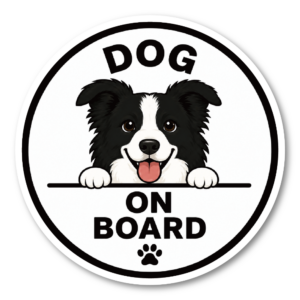 DOG ON BOARD ステッカー 120mm 犬が乗っています 車用 カーステッカー 耐水・耐候 UVラミネート加工 犬種バリエーション ボーダー・コリー