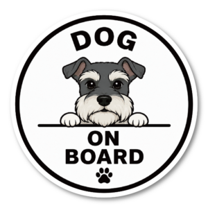 DOG ON BOARD ステッカー 120mm 犬が乗っています 車用 カーステッカー 耐水・耐候 UVラミネート加工 犬種バリエーション ミニチュア・シュナウザー