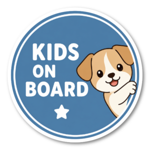 KIDS ON BOARD ステッカー 120mm 車用 ベビーインカー キッズインカー 赤ちゃん 子ども 安全運転サイン 防水・耐候 日本製 いぬ