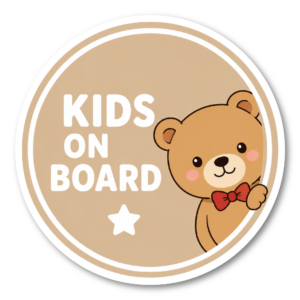 KIDS ON BOARD ステッカー 120mm 車用 ベビーインカー キッズインカー 赤ちゃん 子ども 安全運転サイン 防水・耐候 日本製 くま
