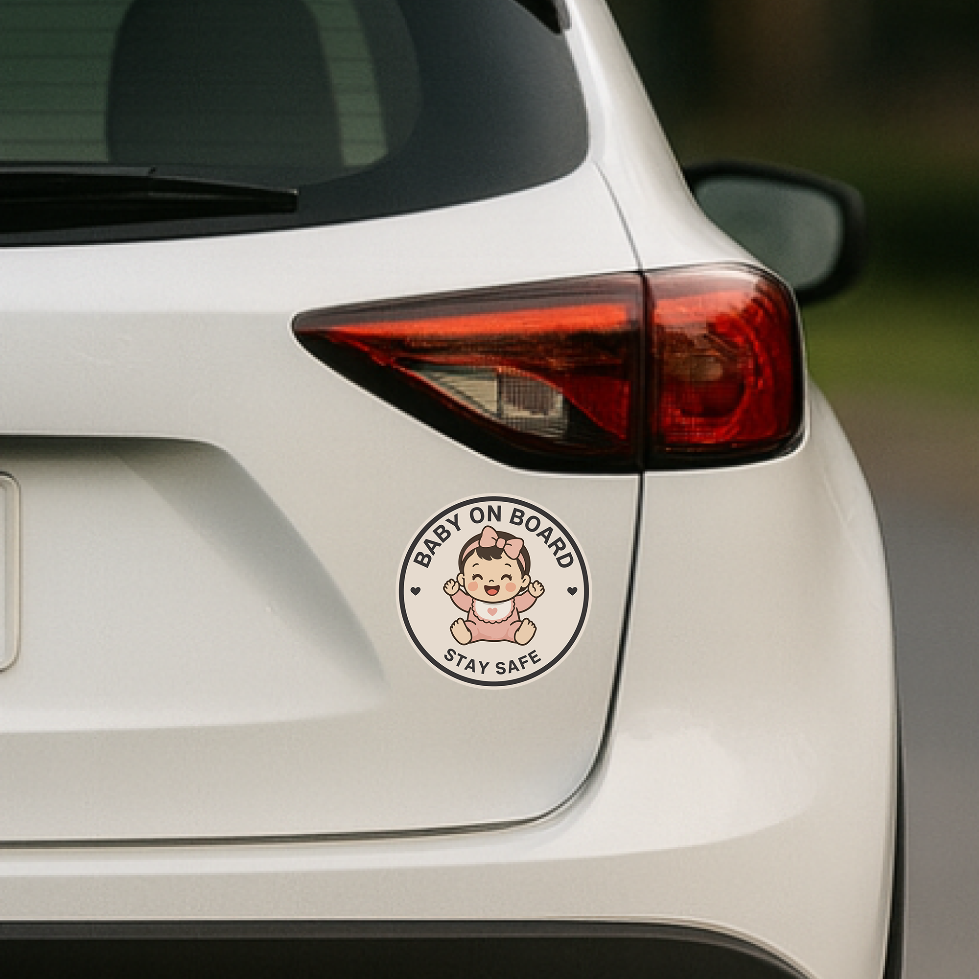 BABY ON BOARD マグネット 120mm ベビーサイン 車用 赤ちゃん乗ってます かわいい 円形 防水 屋外対応 女の子(ピンク) - 画像 (4)