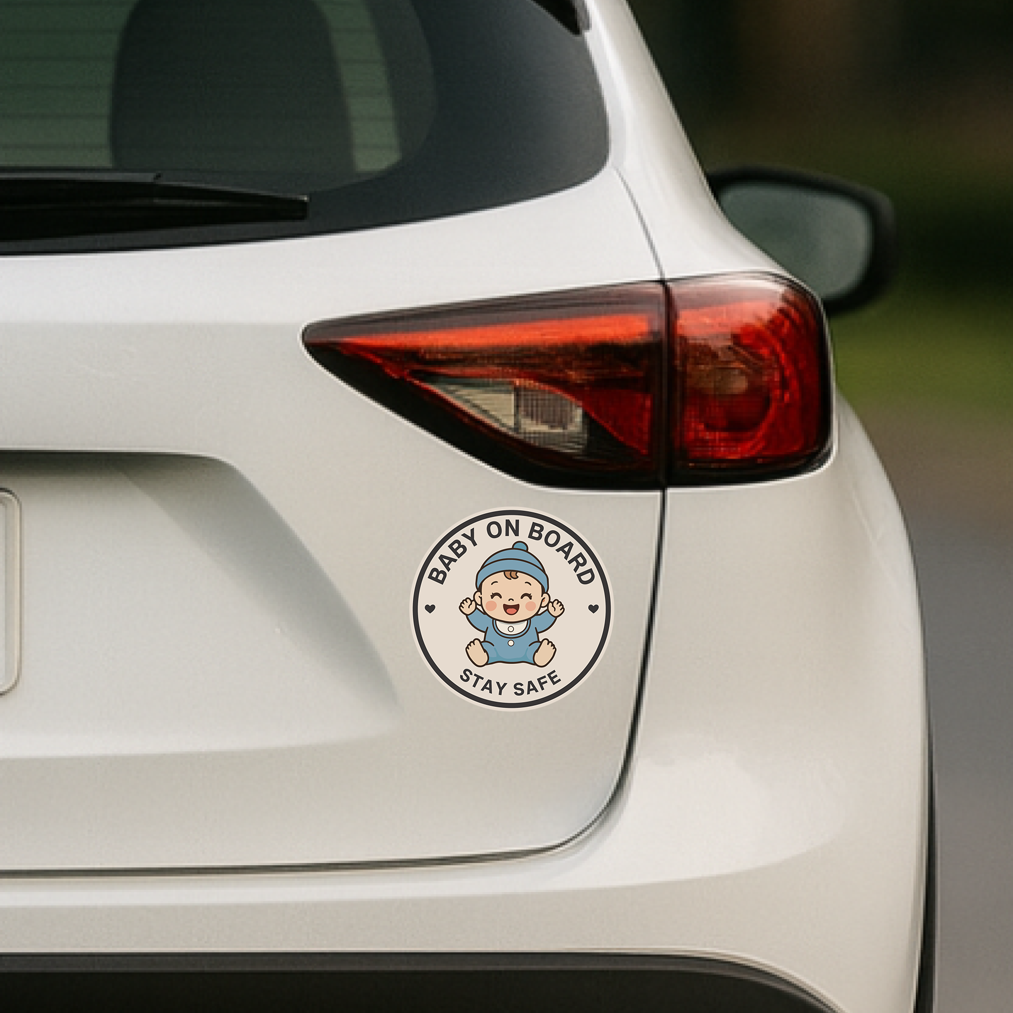 BABY ON BOARD マグネット 120mm ベビーサイン 車用 赤ちゃん乗ってます かわいい 円形 防水 屋外対応 男の子(ブルー) - 画像 (4)