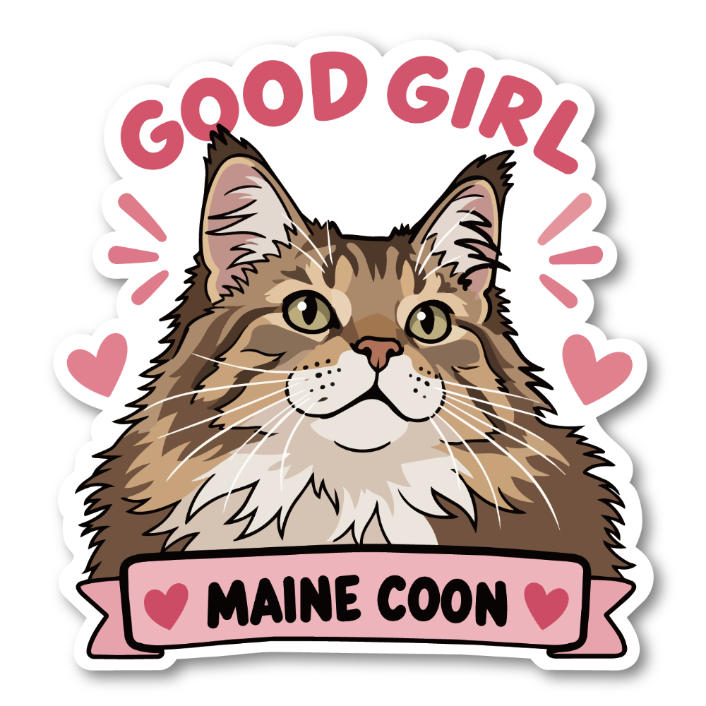 GOOD GIRL 猫 ステッカー かわいい 猫種別 防水 ペット Maine Coon