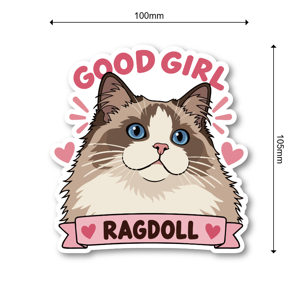 GOOD GIRL 猫 ステッカー かわいい 猫種別 防水 ペット Ragdoll - 画像 (3)