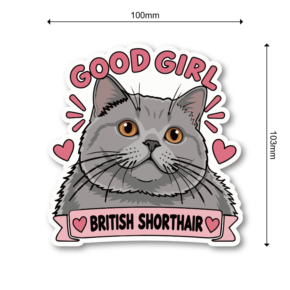 GOOD GIRL 猫 ステッカー かわいい 猫種別 防水 ペット British Shorthair - 画像 (3)