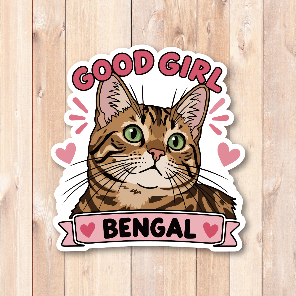 GOOD GIRL 猫 ステッカー かわいい 猫種別 防水 ペット Bengal - 画像 (2)