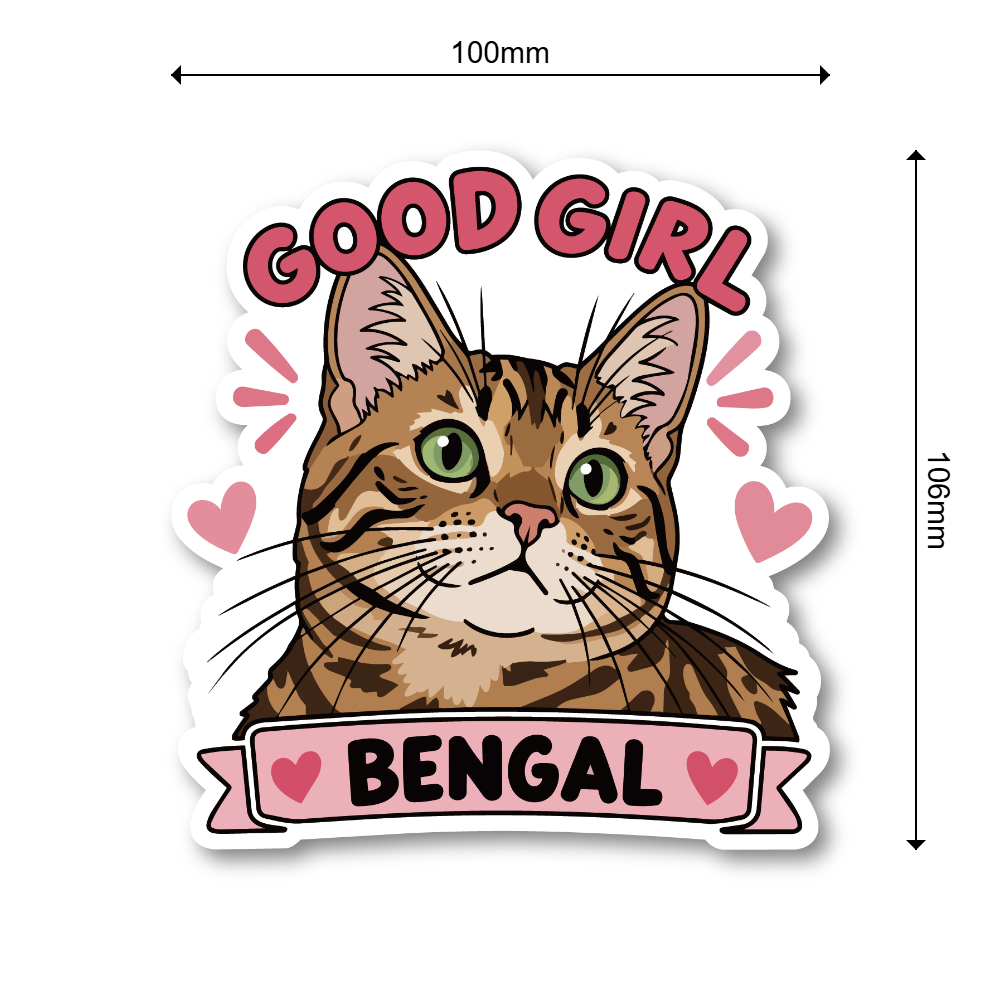 GOOD GIRL 猫 ステッカー かわいい 猫種別 防水 ペット Bengal - 画像 (3)