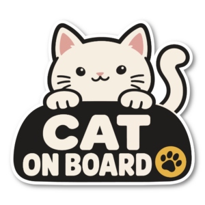 犬 猫 車用ステッカー ペット乗車中 CAT ON BOARD DOG ON BOARD ひょっこりデザイン 肉球マーク 猫（CAT ON BOARD）