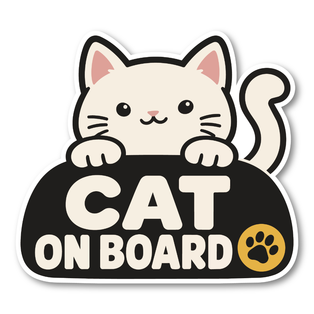 犬 猫 車用ステッカー ペット乗車中 CAT ON BOARD DOG ON BOARD ひょっこりデザイン 肉球マーク 猫(CAT ON BOARD)
