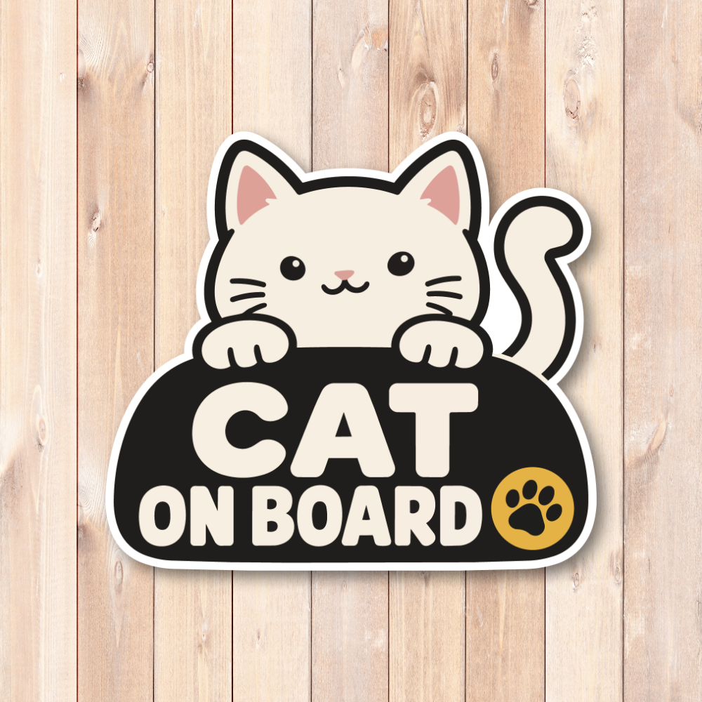 犬 猫 車用ステッカー ペット乗車中 CAT ON BOARD DOG ON BOARD ひょっこりデザイン 肉球マーク 猫(CAT ON BOARD) - 画像 (2)