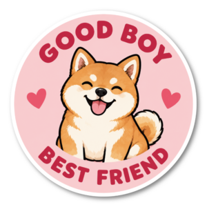 GOOD BOY GOOD GIRL 犬 ステッカー BEST FRIEND かわいい ドッグデザイン 丸型 ペット 犬好き シール 柴犬 / GOOD BOY