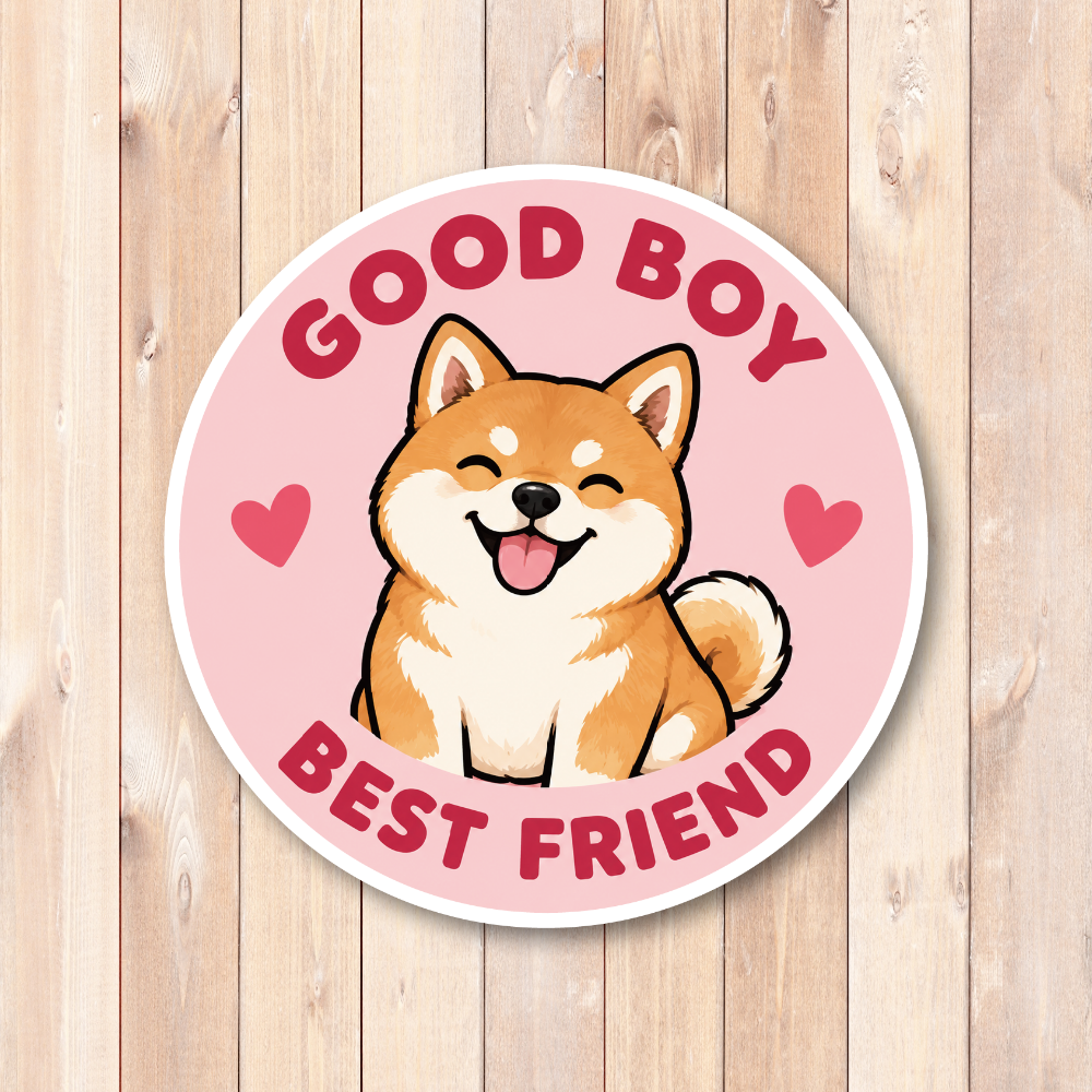 GOOD BOY GOOD GIRL 犬 ステッカー BEST FRIEND かわいい ドッグデザイン 丸型 ペット 犬好き シール 柴犬 / GOOD BOY - 画像 (2)