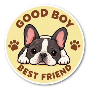 GOOD BOY GOOD GIRL 犬 ステッカー BEST FRIEND かわいい ドッグデザイン 丸型 ペット 犬好き シール フレンチブルドッグ / GOOD BOY